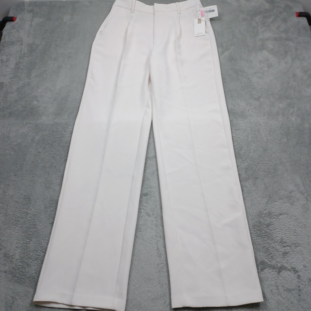 Good American Pants Womens 27 White Pleated Preppy Wide Leg NWT